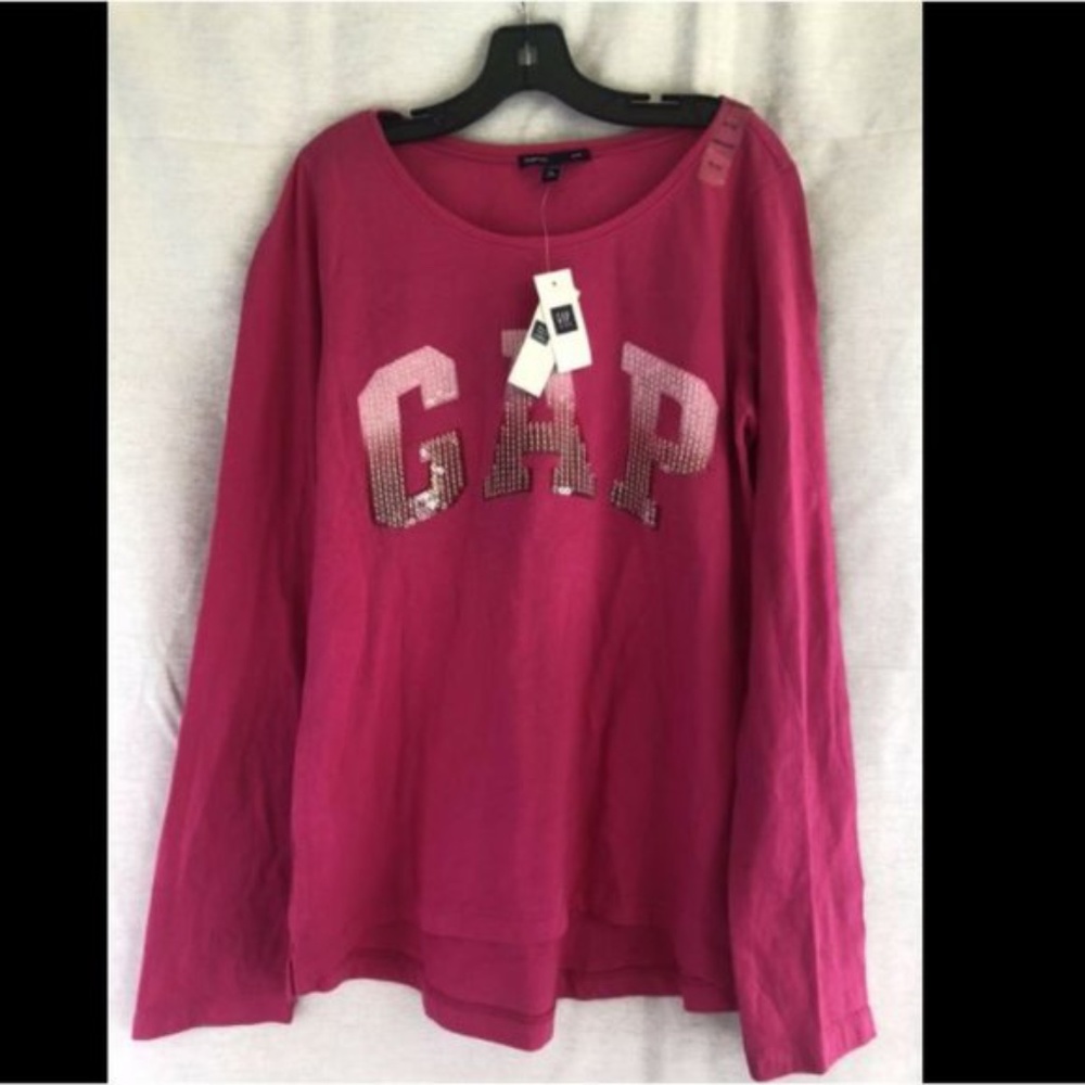 NWT Gap Kids Long Sleev T-Shirt Pink Cotton XL